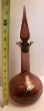 BLENKO Amethyst Purple HANDCRAFT ART Glass DECANTER Genie BOTTLE Original LABEL