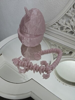 3D Druck Steam Punk [Roboter] Drache mit Einhorn Ei Glitzer Rosa 