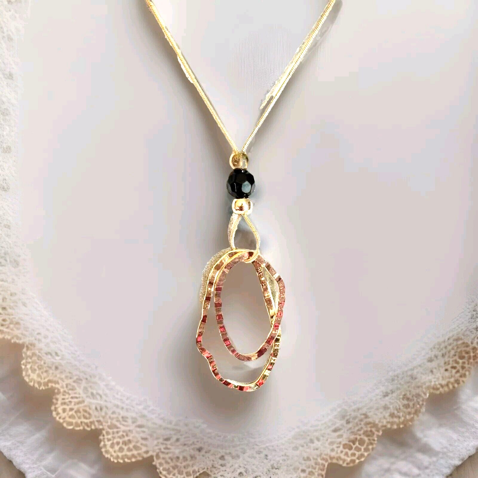 Two Irregular Circle Charm Statement Necklace - 1… - image 2