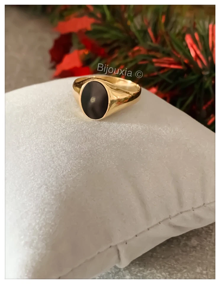 Bague Chevalière Pierre ONYX EN OR jaune 9 CARATS 375/1000 T60 à 68 - Photo 4/4