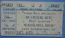 Eric Clapton Concert Ticket April 3, 1990 Meadowlands Arena NJ Wonderful Tonight