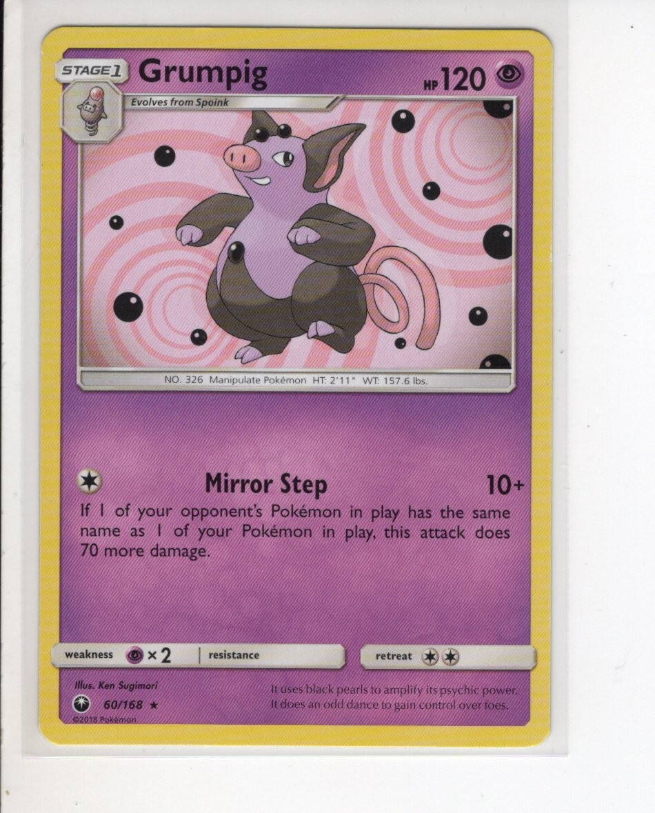 GRUMPIG CELESTIAL STORM SET RARE NON HOLO-FOIL POKEMON CARD 60/168 LP
