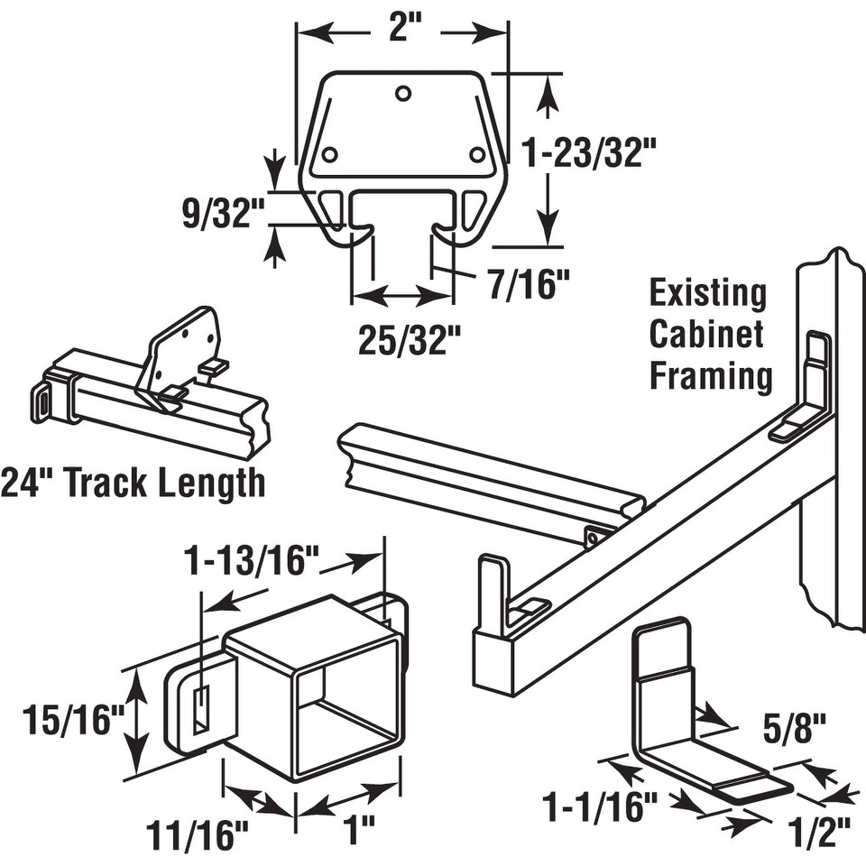 PrimeLine R 7144 24 In., Wood, Drawer Track Repair Kit 1 Kit eBay