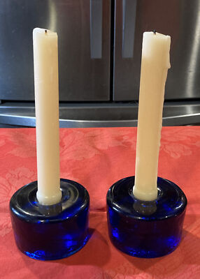 Blenko Art Glass Vintage 1970's Single Light Candle Holder & Used