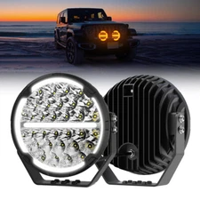 9inch Round LED Driving Work Light Fog Lamp Dual Color DRL Truck Offroad UTV SUV