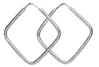 Silbermoos Damen Quadratische Ohrringe Creolen Diamantiert 925 Sterling Silber