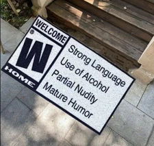 LEWD Playstation Gaming WELCOME MATT | LED LCD | Bed & Bath | Rated M | Movies