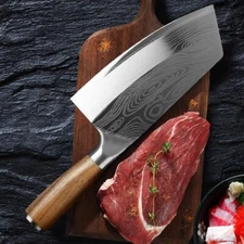 Kitchen Chef Knife Chopper Forged High Carbon Steel Blade Cleaver Ultra Sharp