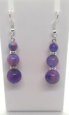 PURPLE/BLUE SUGILITE BEADED HOOK EARRINGS 5CM DROP E228