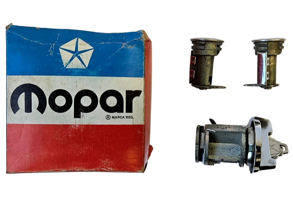 Juego de cerraduras de puerta y encendido Plymouth Dodge Chrysler 1973-1975 equipamiento NOS 3695555 Foto 4 de 4