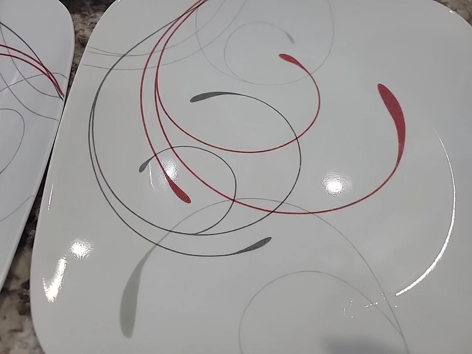 Platos de Cena Cuadrados Corelli Splendor 10 1/2" Rojo Negro Gris (JUEGO DE 5) Foto 4 de 4