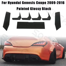 For Hyundai Genesis Coupe 2009-2016 Glossy Black Rear Bumper Diffuser Aprons Kit