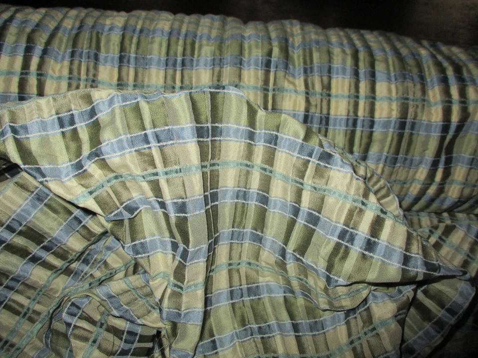 Elegante tela a cuadros Kravet Couture azul dorado oliva 100 % seda tafetán - Precio de venta sugerido por el fabricante $200 Foto 4 de 4