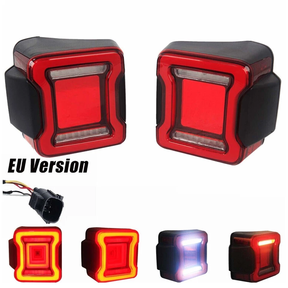 black LED Sequential Tail Lights For Jeep Wrangler JK JKU 2008-2017 Turn Signal - Image 4 of 4