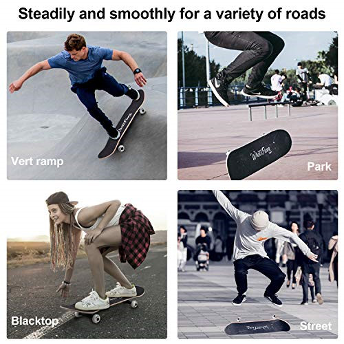 WhiteFang Skateboards 31 Inch Complete Skateboard Double Kick Skate Board 7 Deck