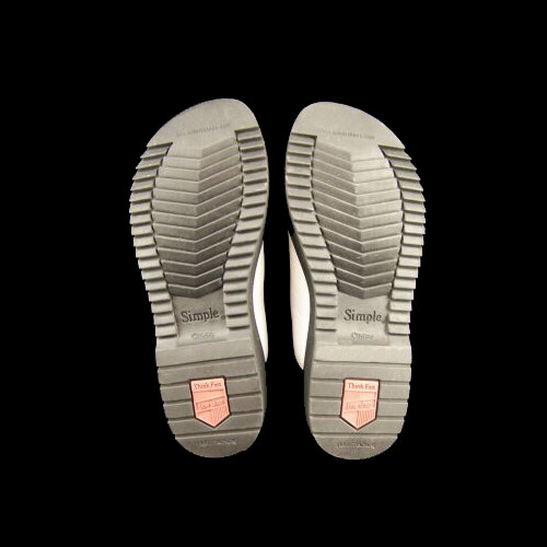 New SIMPLE Women White Leather Casual Slide Sandal Flat Open Toe Shoe Sz 10 M - Picture 3 of 3
