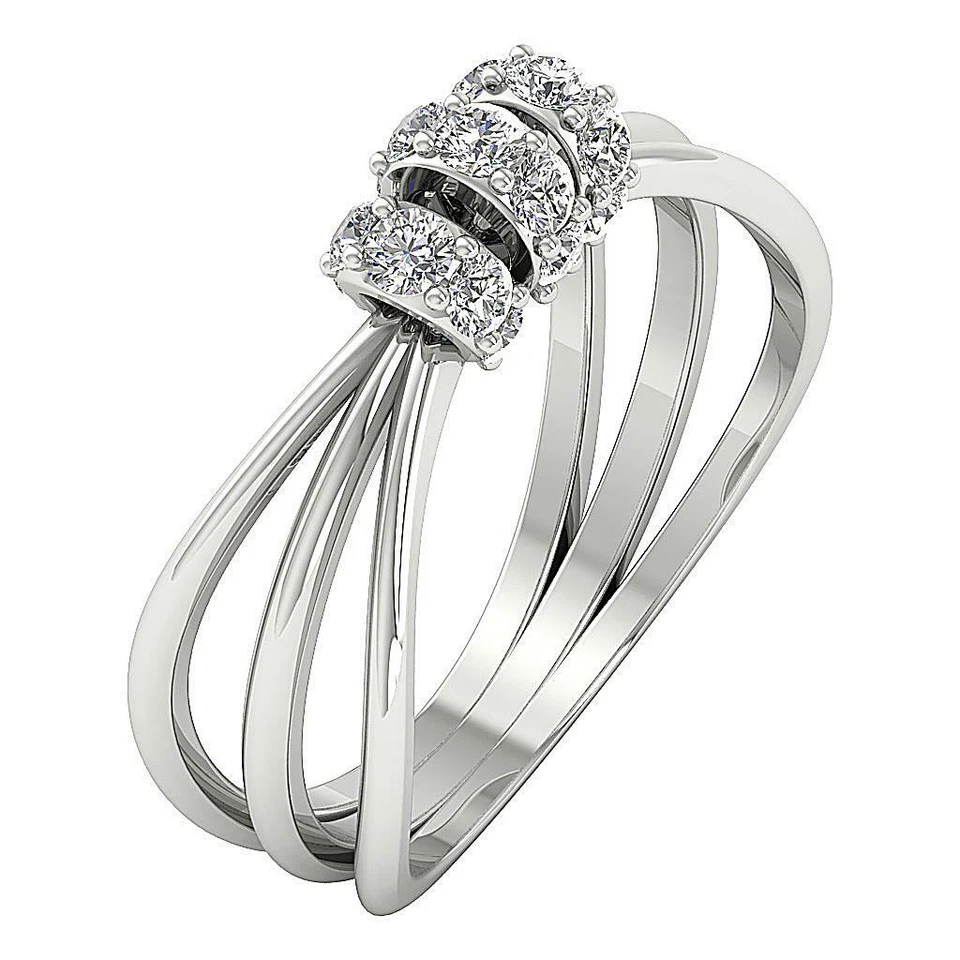 I1 G 0.35 Carat Anniversary Real Round Diamond Ring 14K Two Tone Gold 5.60 mm - Image 4 of 4