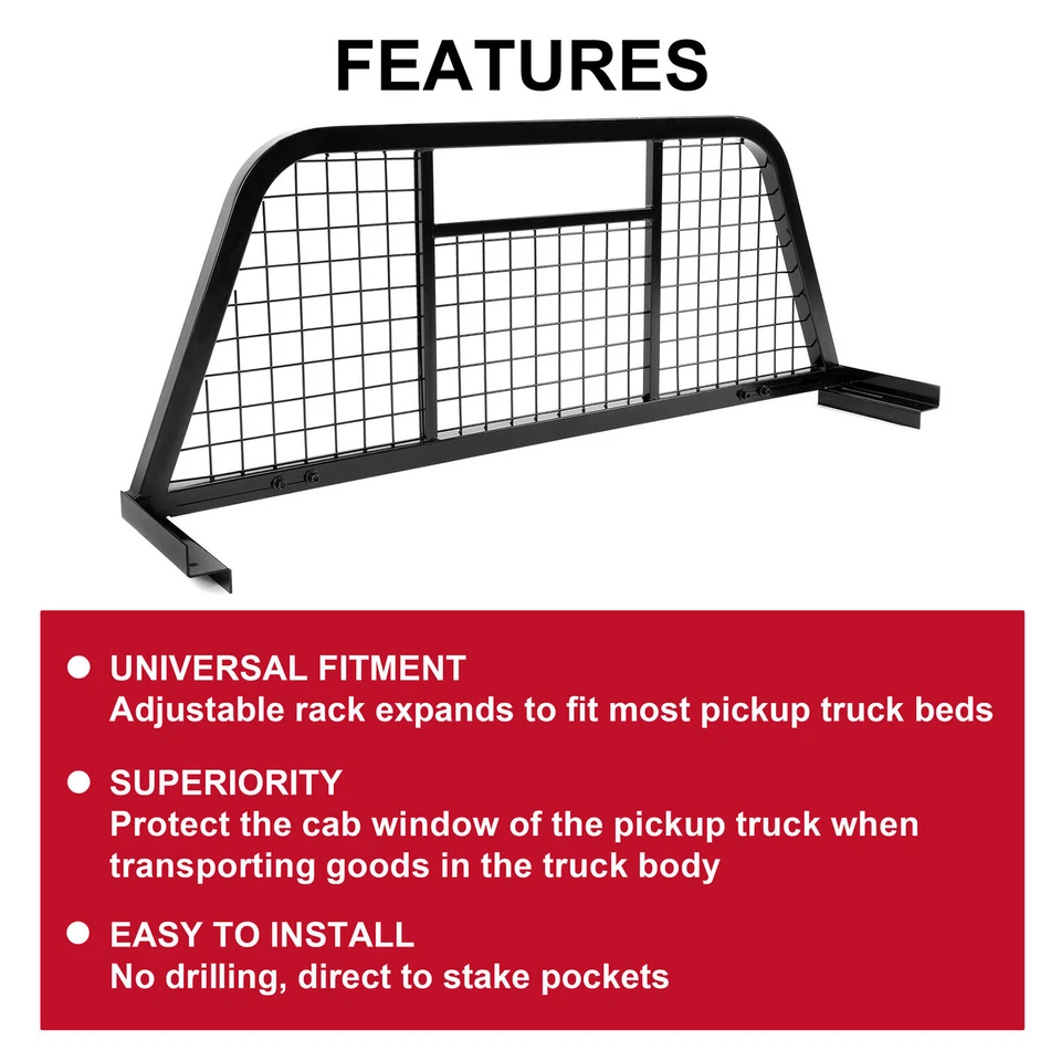 HECASA For Chevrolet full-size pickup truck Headache Rack Extendable Steel Foto 4 de 4