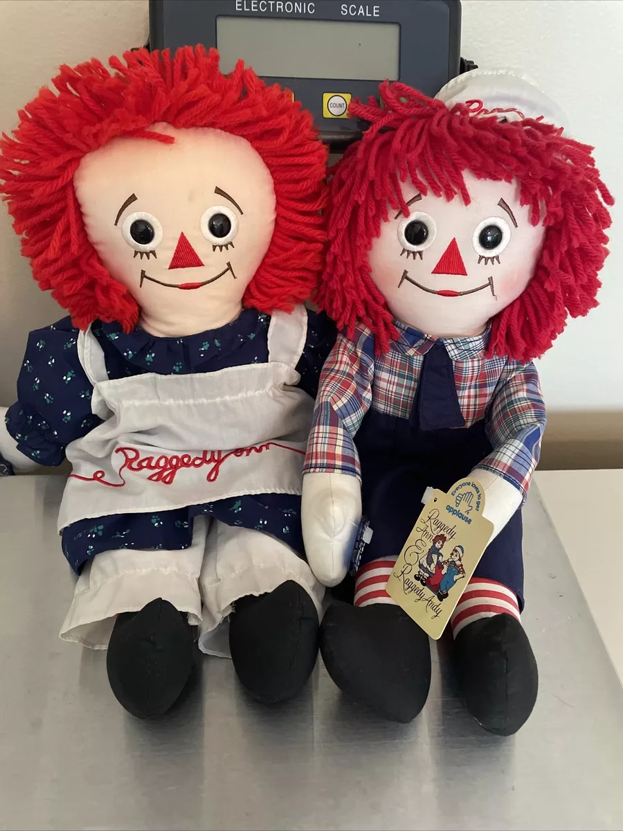 Vintage Raggedy Ann and Andy 16 Dolls by Applause W Tags E