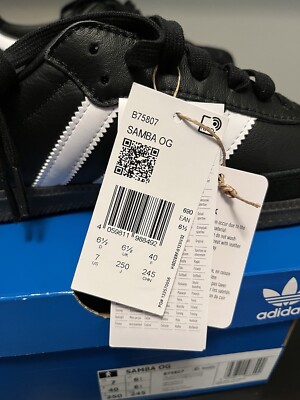 adidas Samba OG 225サイズ ホワイト/ブラック Adidas Samba OG EI I Cloud White Core Black Low Top Shoes
