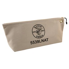 Klein Tools 5539LNAT Zipper Bag, Large Canvas Tool Pouch, 18-Inch, Natural
