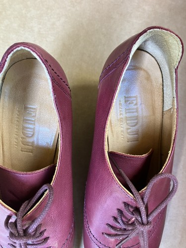 Fidji Leather Lace up heels Shoes sz 36 Pumps Rust Red Burgundy - Picture 6 of 8