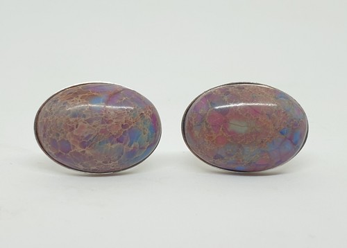 Luxury semi-precious gemstone cufflinks, Indonesian Lilac Ocean Jasper cufflinks - Picture 3 of 6