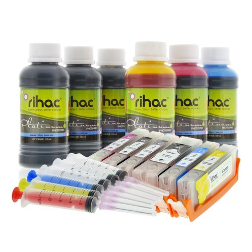 6 Refillable RIHAC Ink Cartridges Inks for Canon MG7160 PGI-650 CLI-651 CISS - Picture 2 of 9