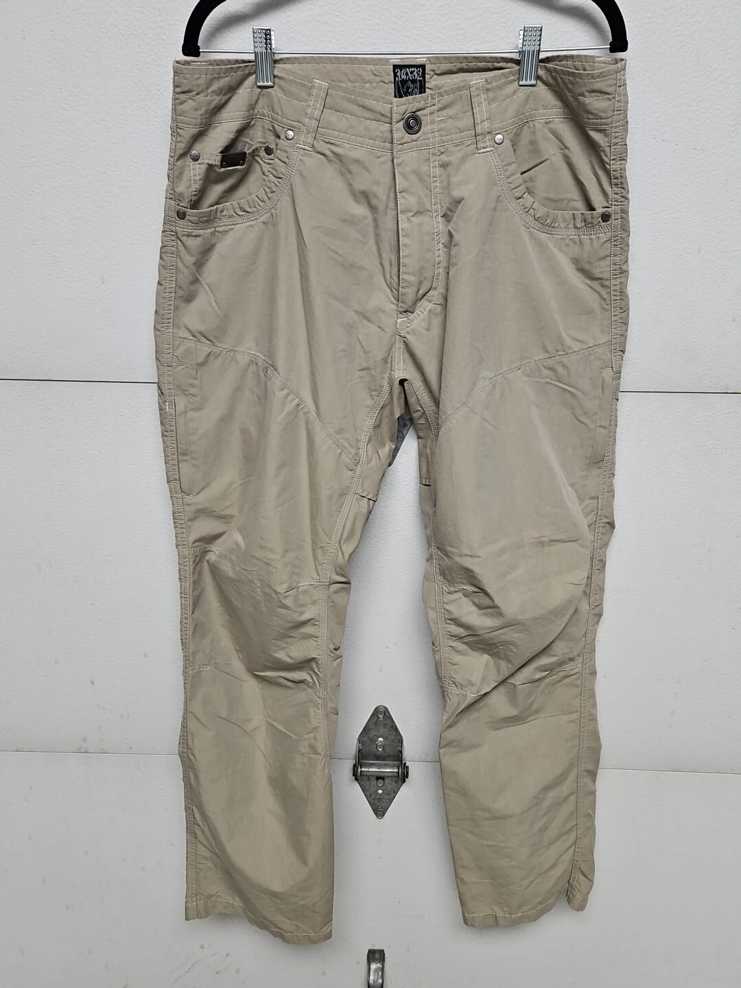 Kuhl Vented Pants Men's 34 x 32 Khaki Mesh Pockets Lightweight Hiking Fishing