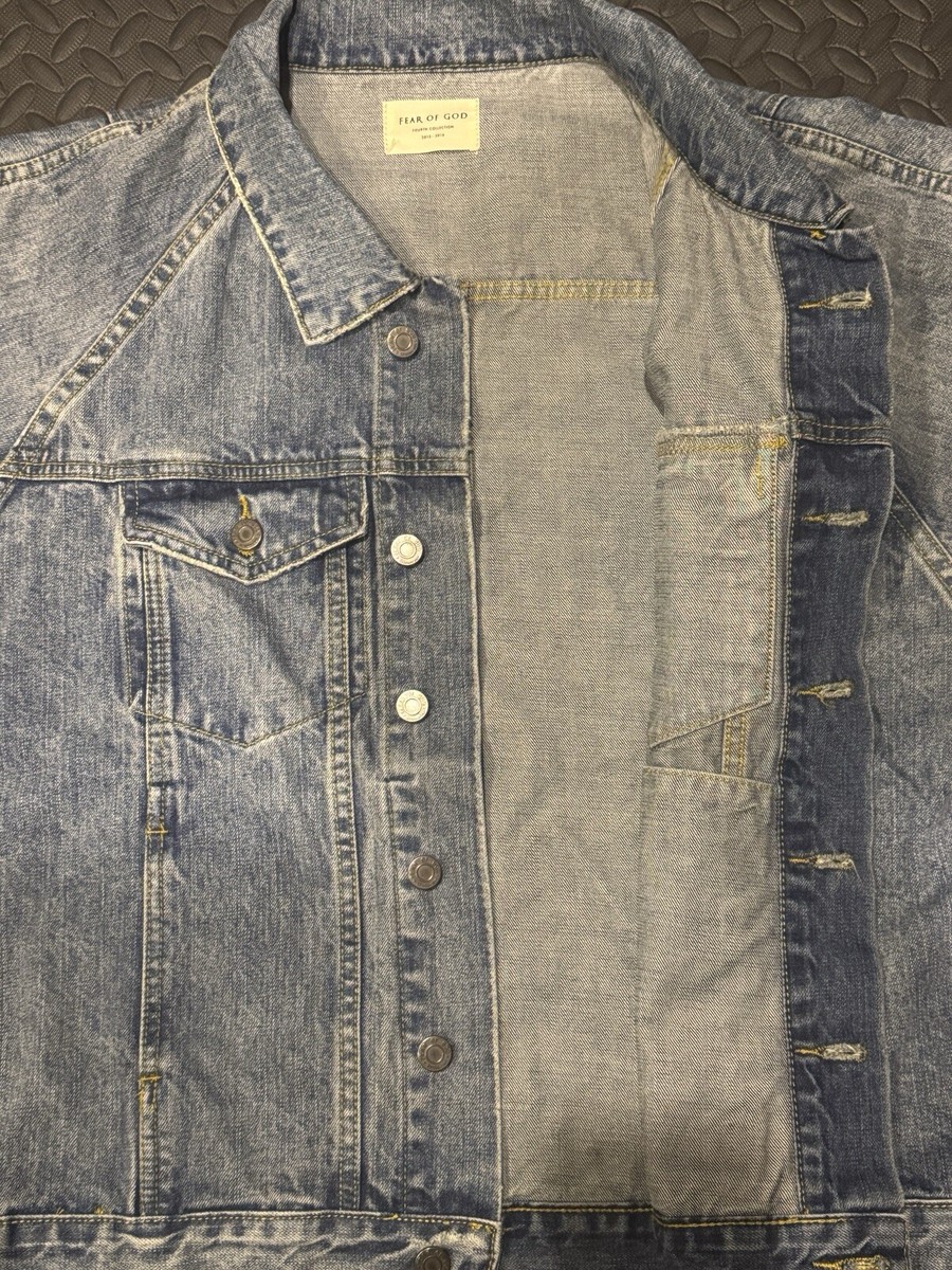 Men's Fear Of God Fourth Collection Denim Trucker Jacket 2015-2016