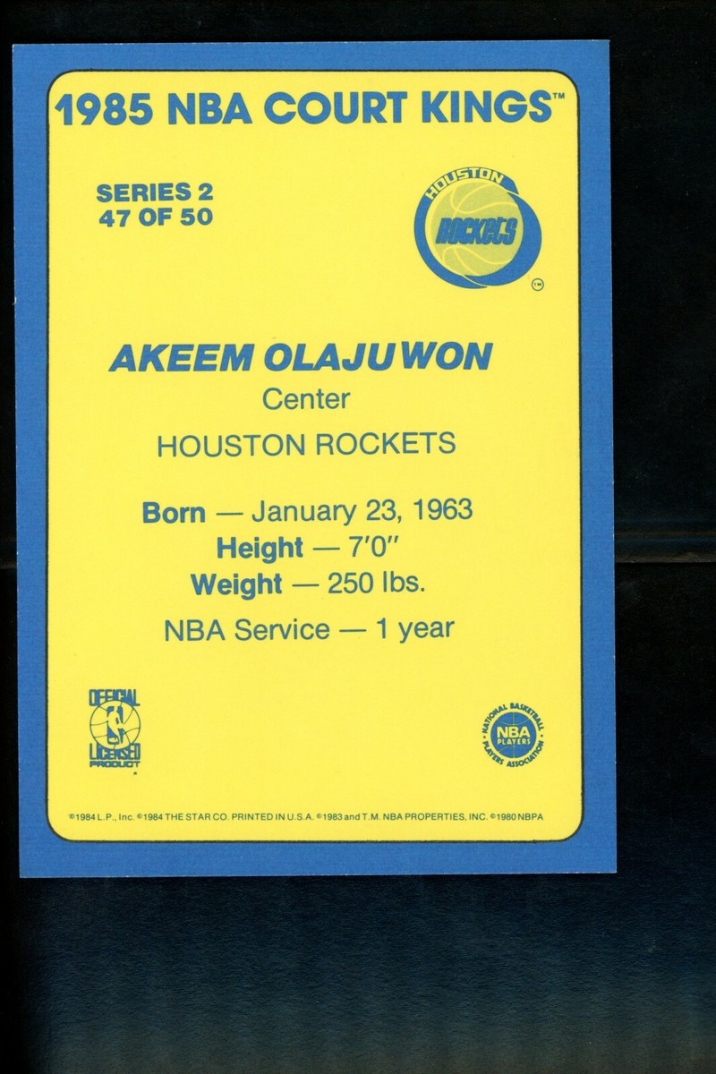 1984-85 Star Court Kings 5 X 7 #47 Hakeem Olajuwon Rookie