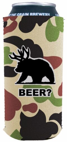Beer Bear Funny 16 oz Can Coolie, Choice of Color, Pounder, Tall Boy - Picture 8 of 14