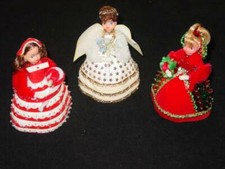  3 FINISHED Vintage WALCO Li'l Missy Beaded Doll Figures - Christmas Kit Set