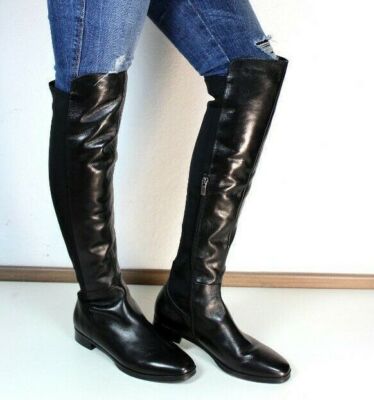 BRUNO PREMI Damen Stiefel Overknee Leder Textil schwarz Schuhe Gr