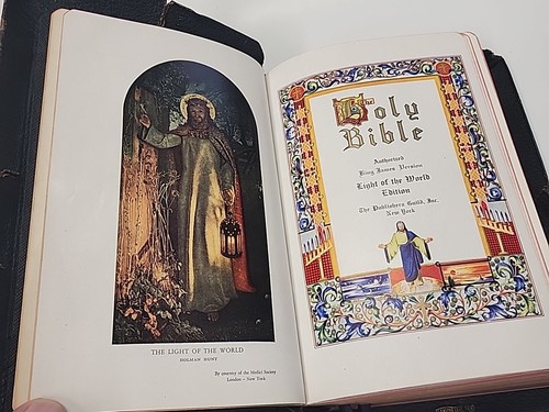 HOLY BIBLE Light Of The World Edition 1945 King James Version Red Letter Concord - Picture 7 of 24