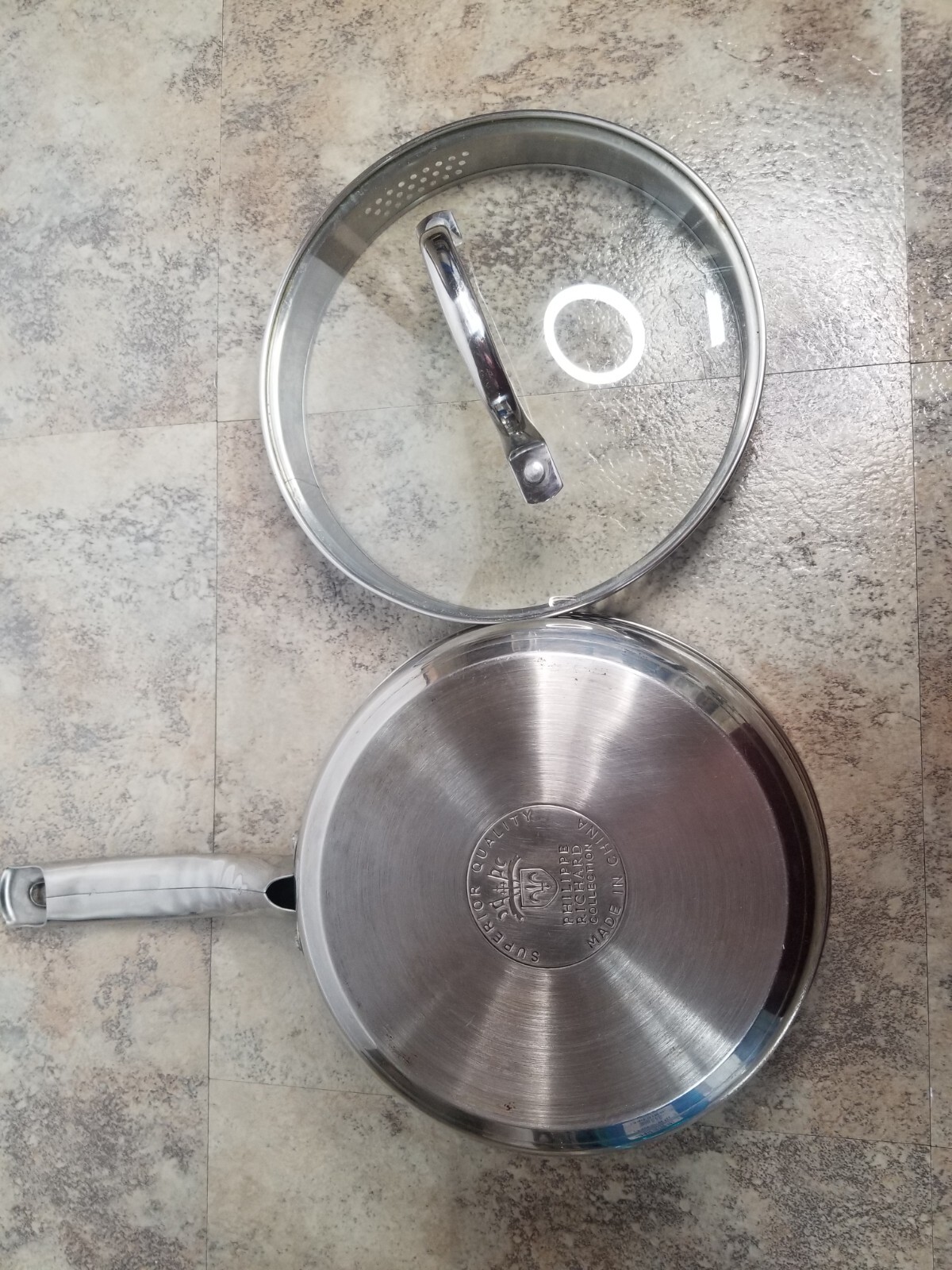 philippe-richard-stainless-steel-skillet-with-strainer-lid-8-5-inch-ebay