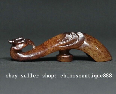 Statue crochet 9 cm culture Hongshan ancienne sculpture en jade naturel oiseau phénix bête officiel gou