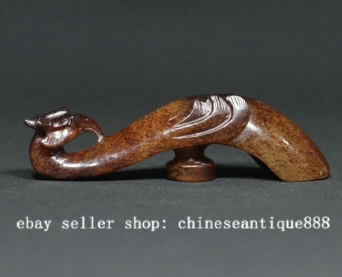 Statue crochet 9 cm culture Hongshan ancienne sculpture en jade naturel oiseau phénix bête officiel gou
