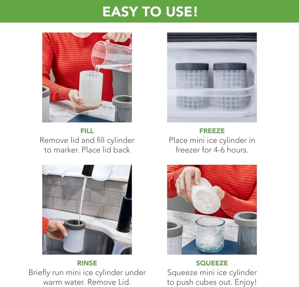 Juego de 2 mini cilindros de hielo Tovolo - Mini hielo fácil de apretar y liberar, sin BPA Foto 4 de 4