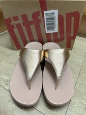 Image of Fitflop UK 7 Lulu Leather Toe Post Sandals Rose Gold Golden