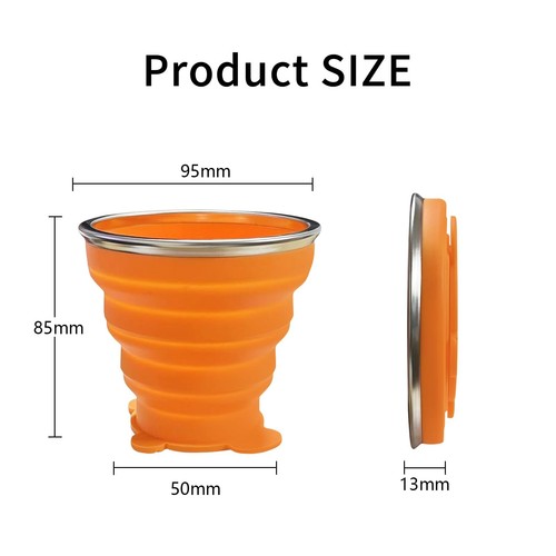 2 Pack Silicone Collapsible Travel Cups Folding Camping Drinking Cups with Lids - Picture 7 of 7