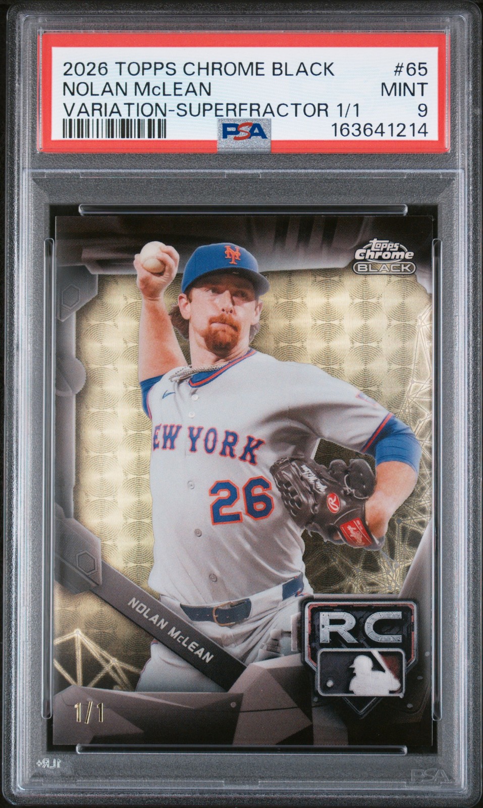2026 TOPPS CHROME BLACK VARIATION-SUPERFRACTOR 1/1 NOLAN MCLEAN RC 1/1 PSA 9 view 1