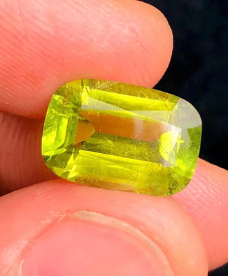 Unique Natural Yellow Green Tourmaline Cushion Cut from afghanistan