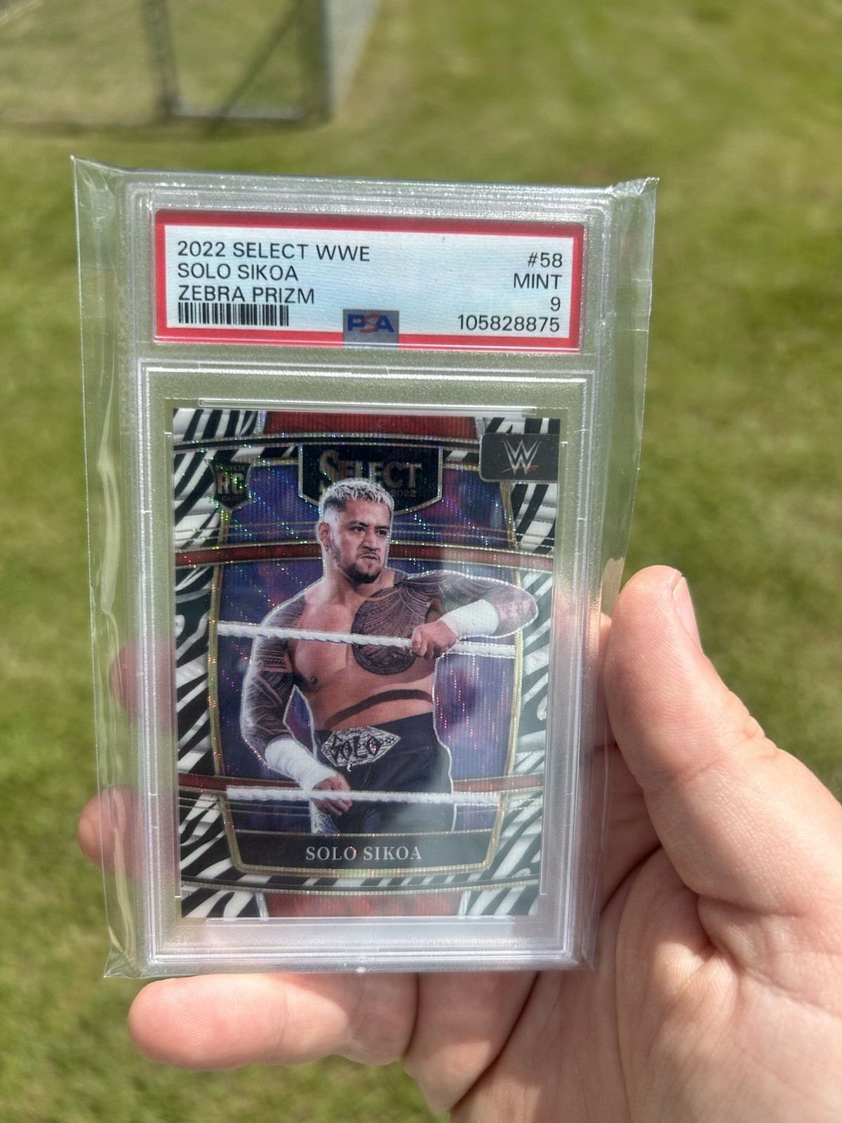 2022 Panini WWE NXT Solo Sikoa Zebra Rookie RC SSP PSA 9