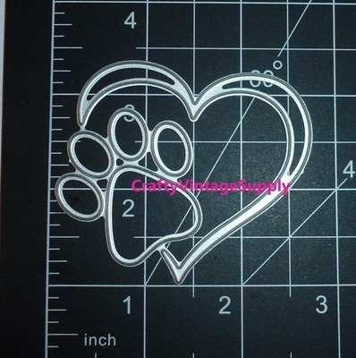 Metal craft die paw print heart cut   cutting paper machine cutters dies