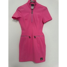 Versace Jeans Couture Pink Short Sleeve Zip Up Sheath Dress Italy Size 36