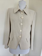 Rich St. John knit boucle fake pockets jacket blazer beige/cream sz:6 USA
