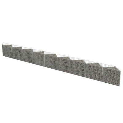 Gabion Wall Stone Planter Fence Panels Outdoor Garden Galvanized Steel vidaXL
