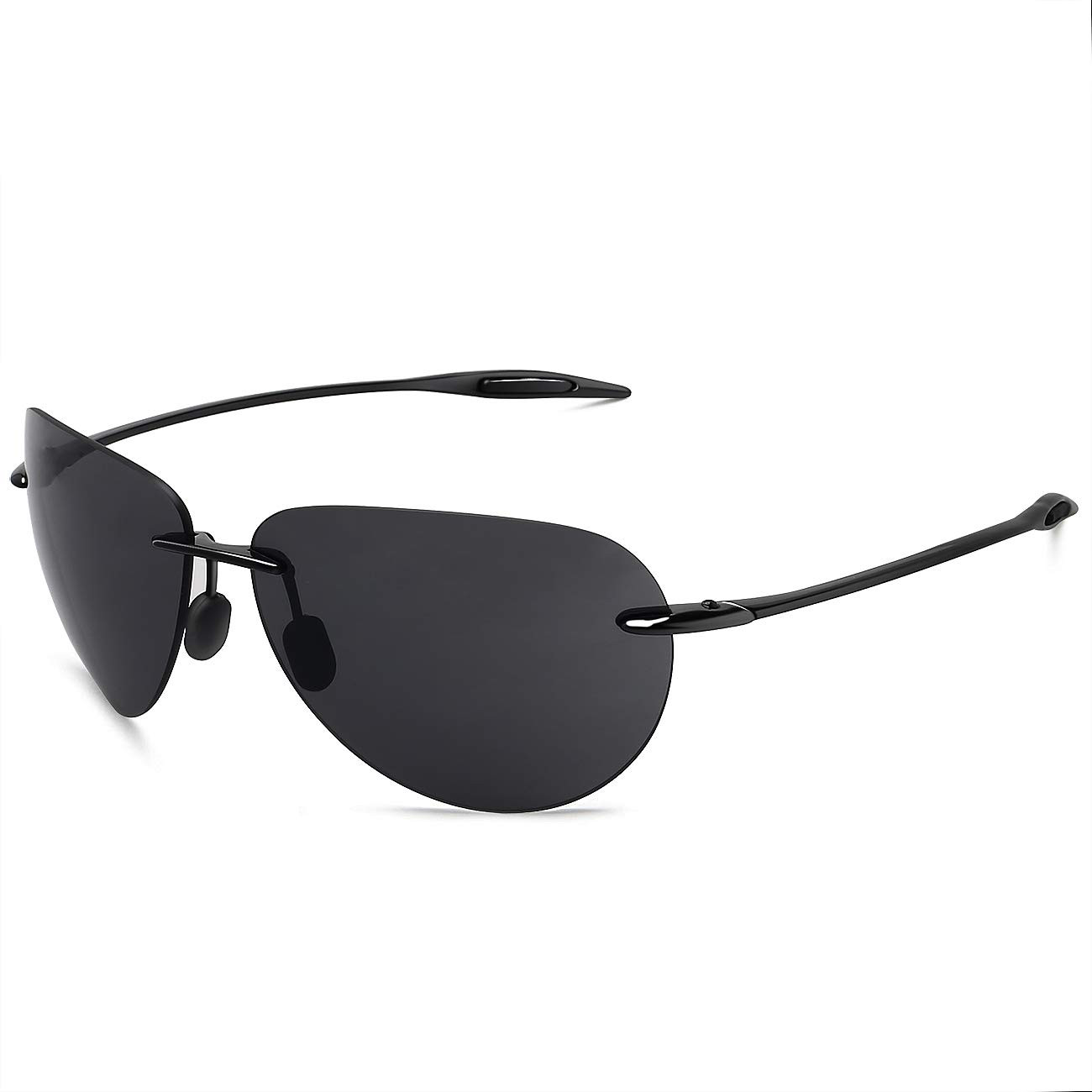 JULI Sports Polarized Aviator Sunglasses for Men Women with Tr90 Rimless Frame