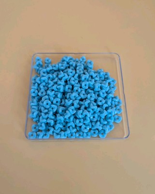 250 pieces -  Light Blue Glass Snake Beads - Interlocking 8mm x 3mm - Vintage 